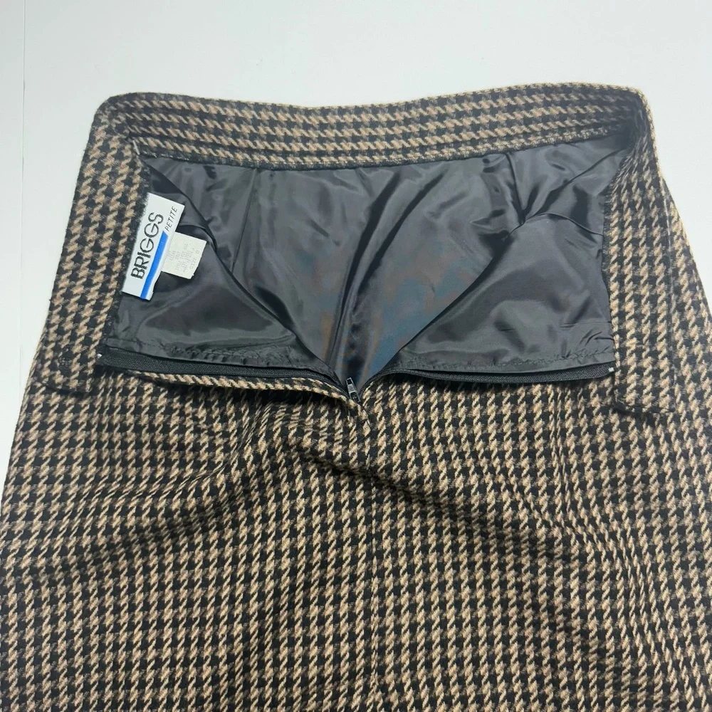 Vintage BRIGGS NY Fully Lined Wool Blend Brown Pencil Skirt Size: 8P Made In USA - Picture 5 of 12